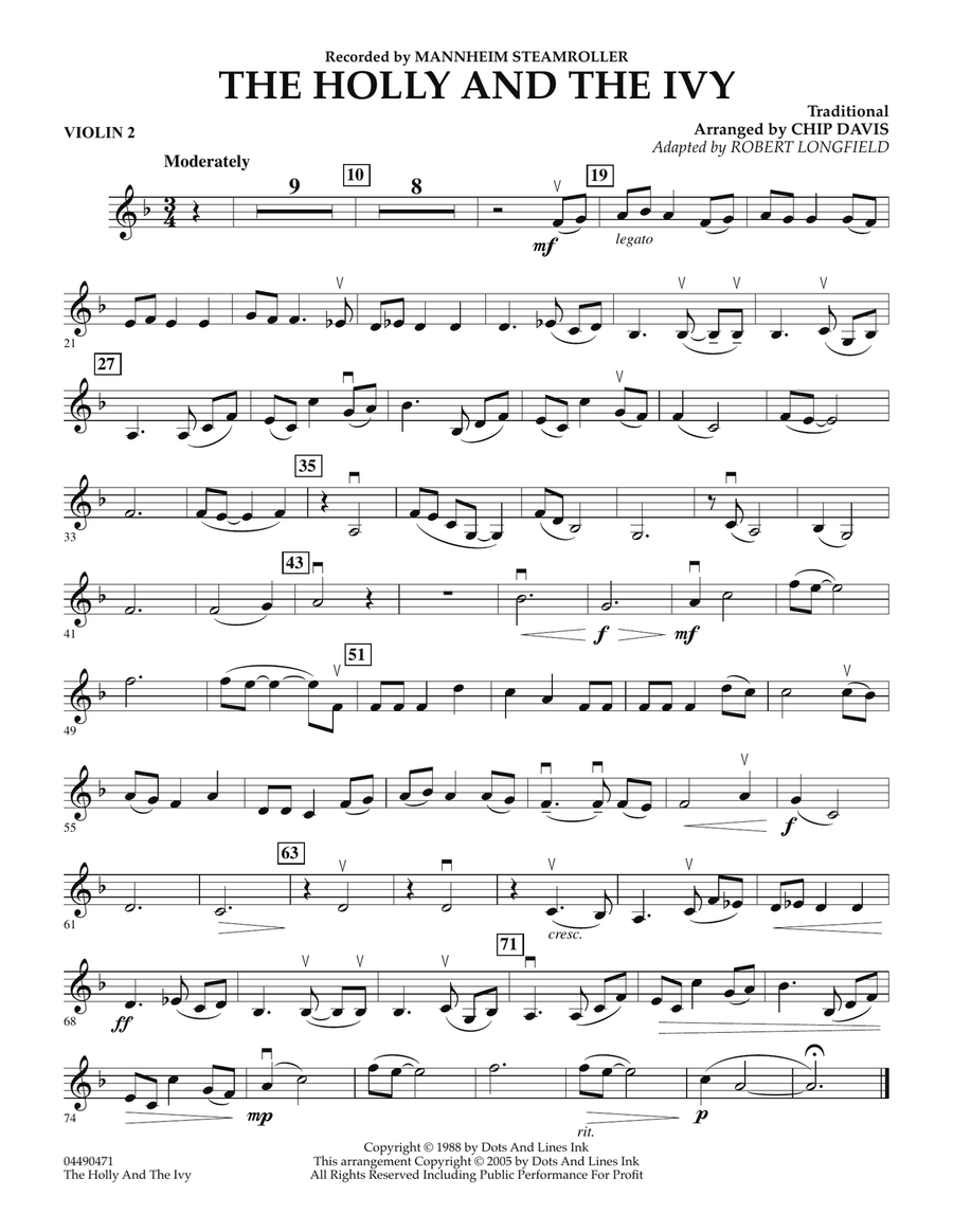 The Holly And The Ivy - Violin 2 Orchestra scores gallery preview page 1