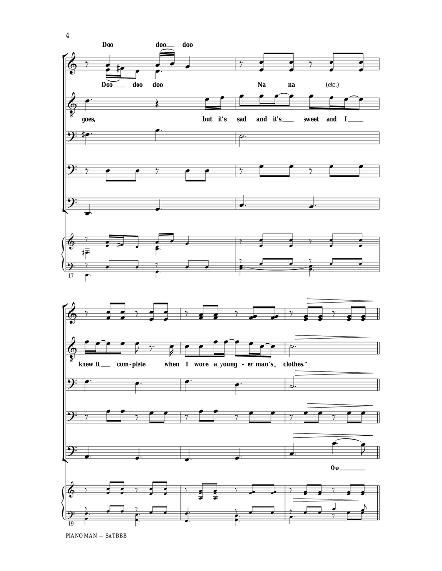 Piano Man 4-Part scores gallery preview page 4