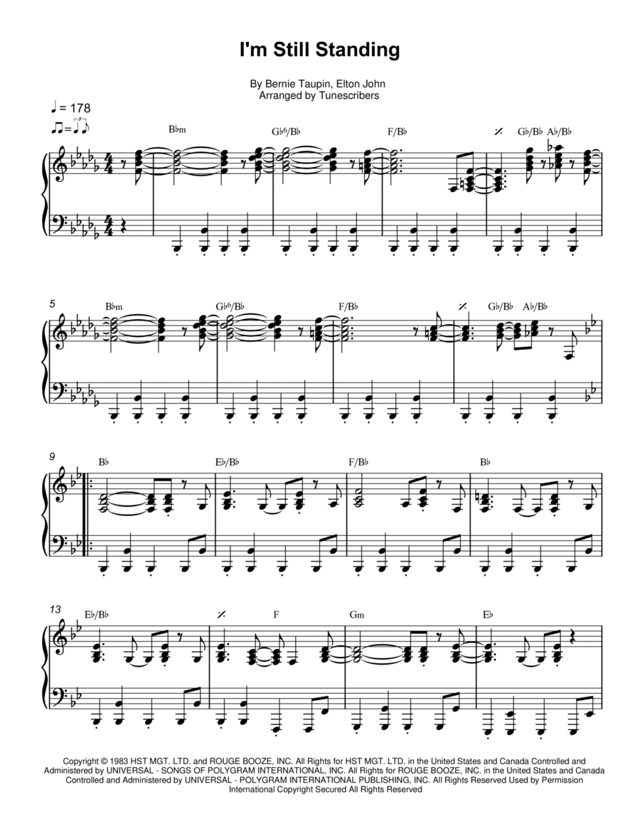 I'm Still Standing Piano Solo scores gallery preview page 1