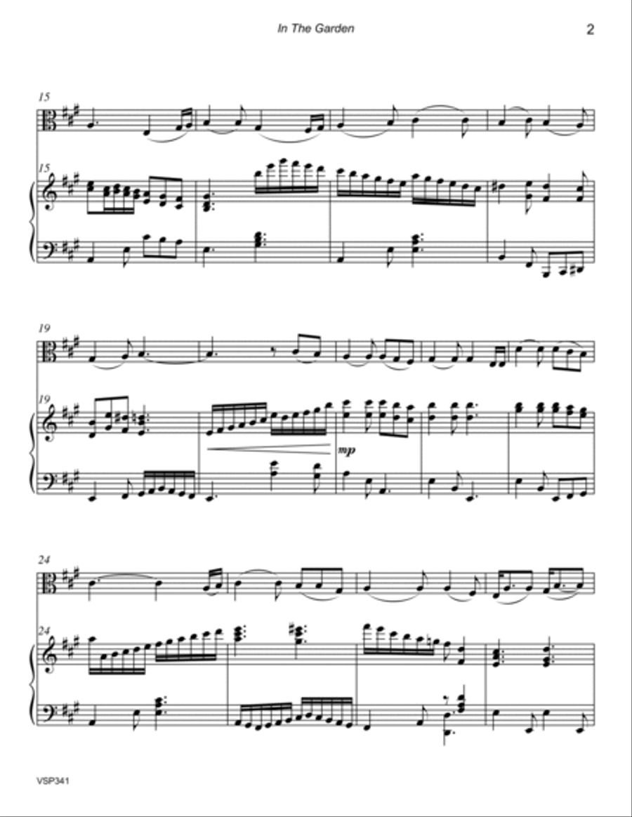 IN THE GARDEN - VIOLA SOLO with Piano Accompaniment (2 versions included) Piano scores gallery preview page 2