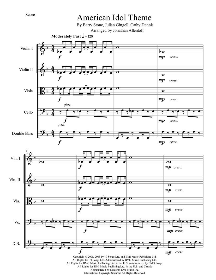 American Idol Theme String Orchestra scores gallery preview page 2