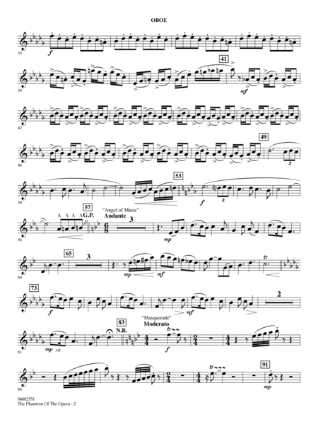 The Phantom Of The Opera (Soundtrack Highlights) (arr. Paul Murtha) - Oboe