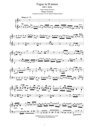 Bach - Fugue in D minor BWV 905b - Piano version