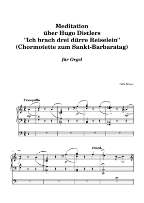 Book cover for Meditation über Hugo Distlers "Ich brach drei dürre Reiselein"