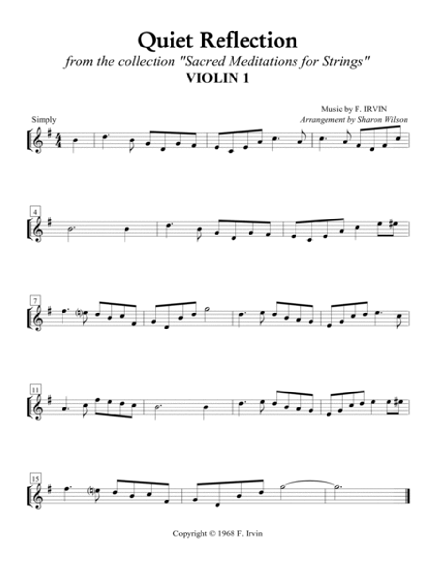 Quiet Reflection (Easy String Quartet) String Quartet scores gallery preview page 3