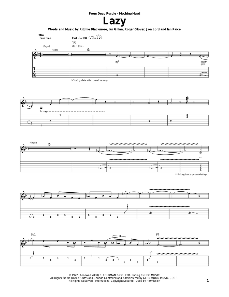 Lazy Acoustic Guitar scores gallery preview page 1