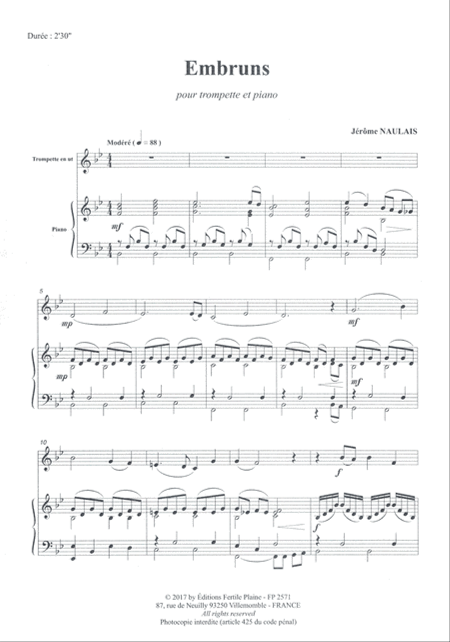 Embruns Trumpet Solo scores gallery preview page 1