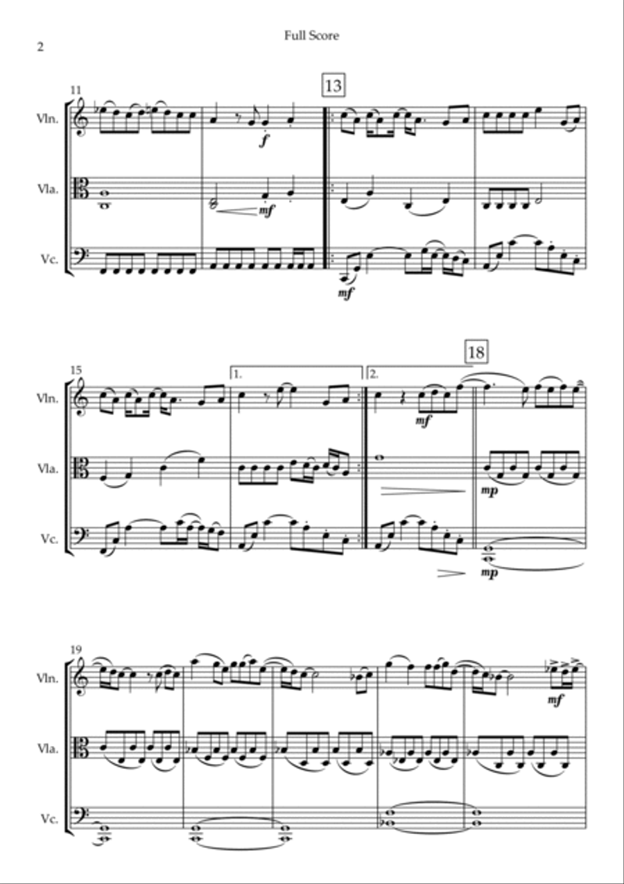 Can't Stop The Feeling! String Trio scores gallery preview page 2
