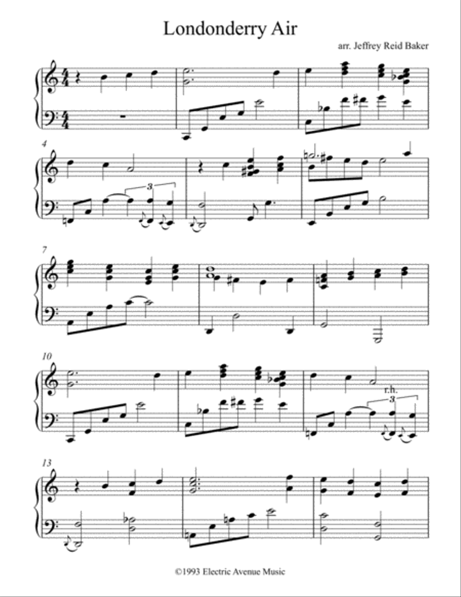 Londonderry Air (a/k/a Danny Boy) Piano Solo scores gallery preview page 1
