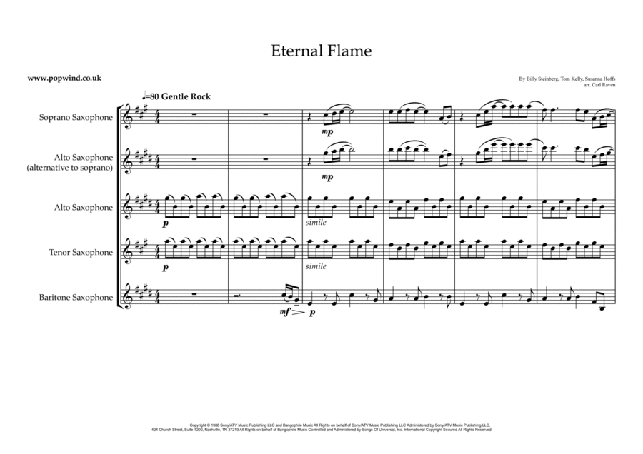 Eternal Flame Eternal Flame Saxophone Quartet scores gallery preview page 1