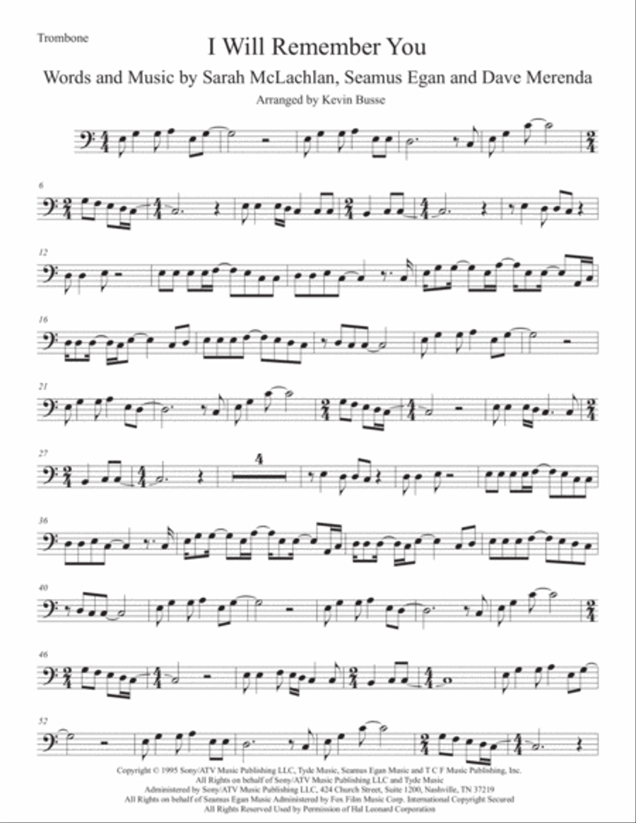 I Will Remember You Trombone Solo scores gallery preview page 1