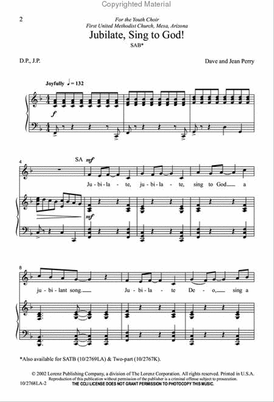 Jubilate, Sing to God 3-Part scores gallery preview page 2