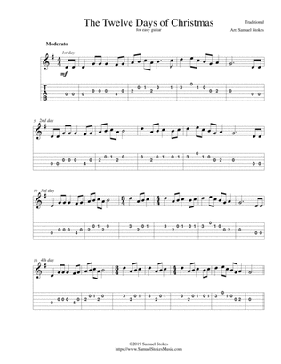 The Twelve Days of Christmas - for easy guitar with TAB