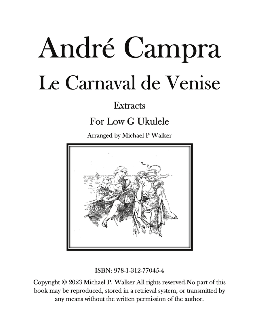 André Campra: Le Carnaval de Venise - Extracts - For Low G Ukulele Ukulele scores gallery preview page 1