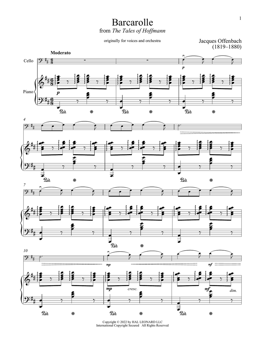 Barcarolle Piano scores gallery preview page 1