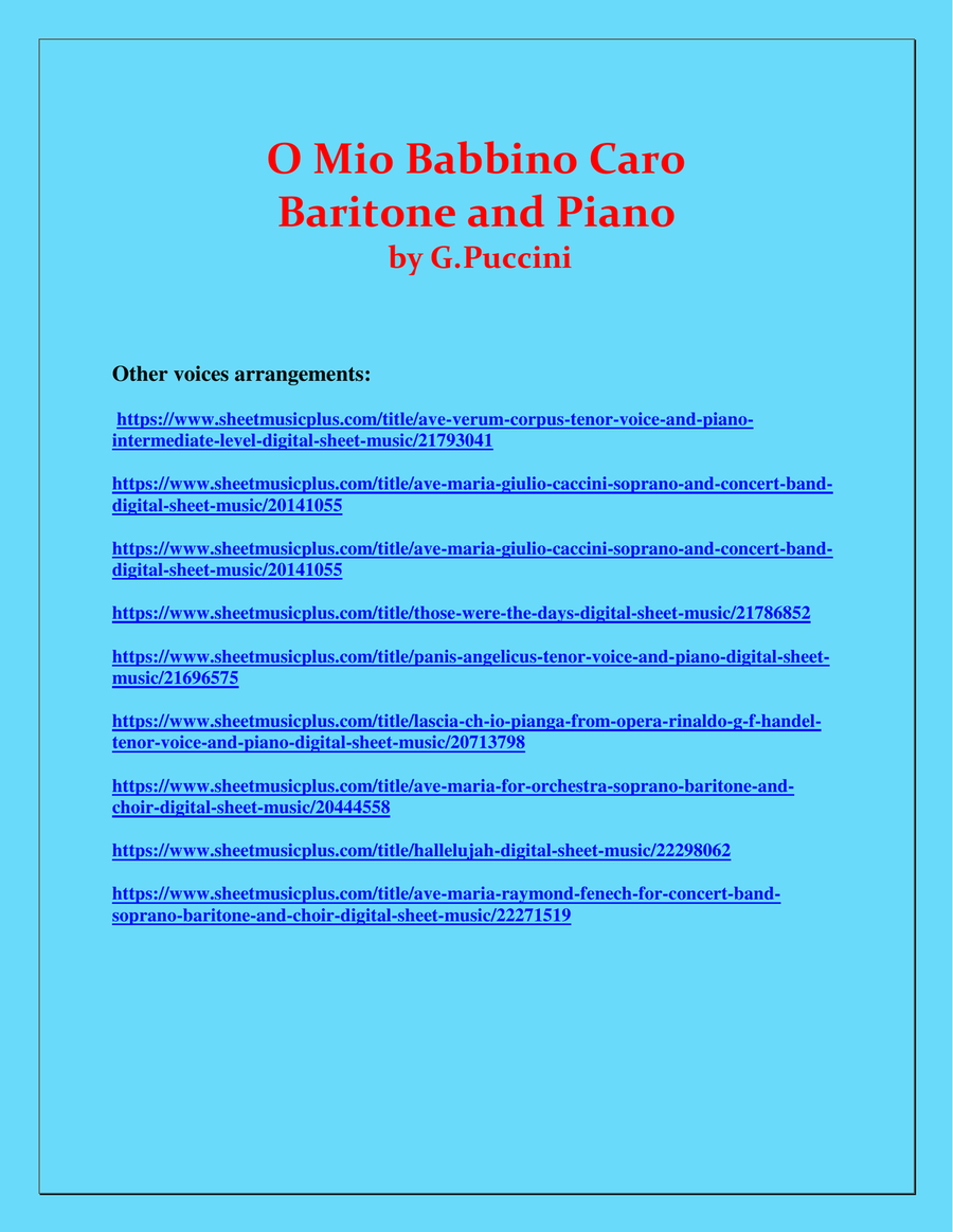 O Mio Babbino Caro - G.Puccini - Baritone and Piano Baritone Horn TC scores gallery preview page 3