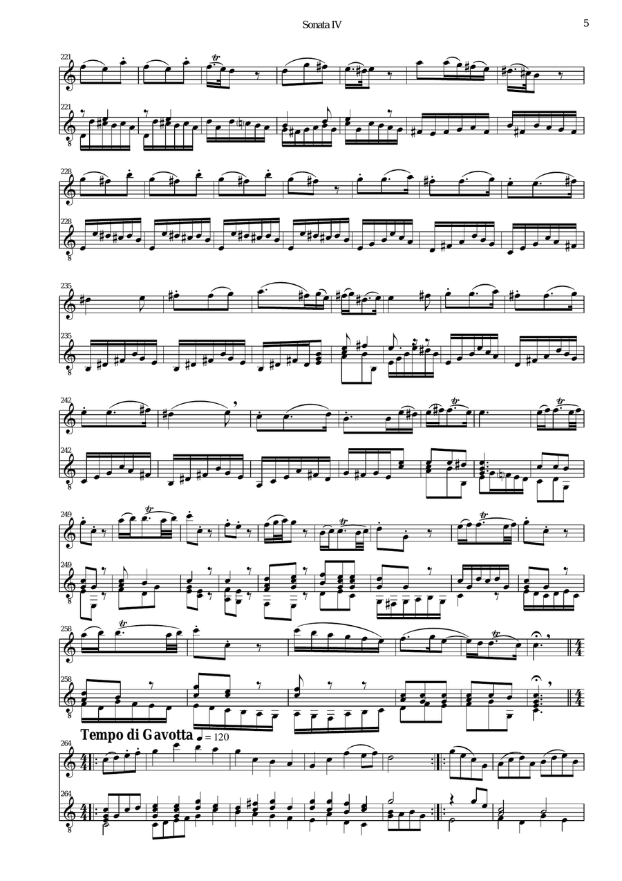 Sonata No IV arranged for flute or alto recorder and guitar Flute scores gallery preview page 5