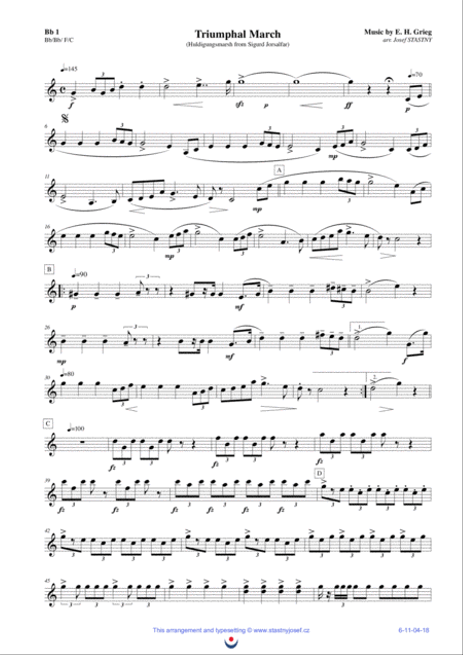 Triumphal March (Grieg) Brass Ensemble scores gallery preview page 5