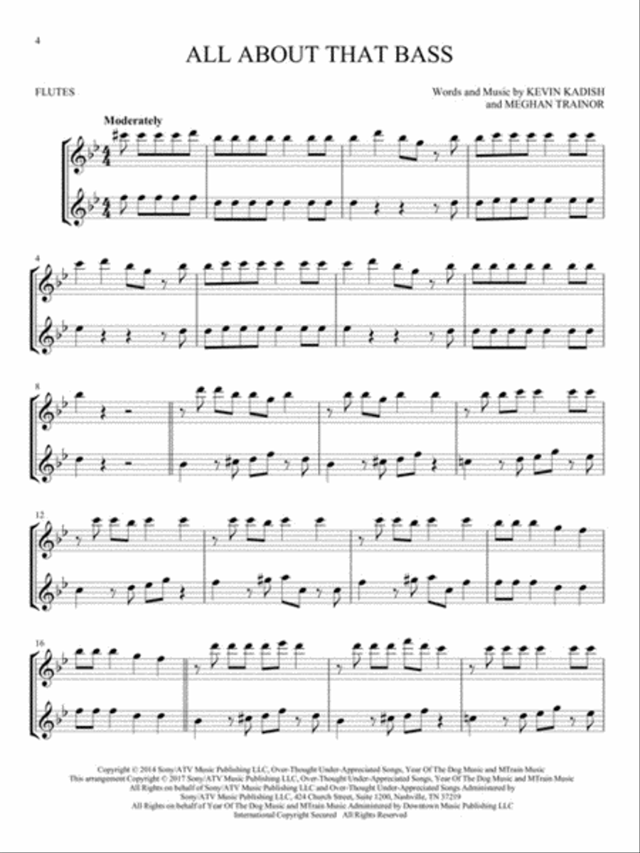 Hit Songs for Two Flutes Flute Duet scores gallery preview page 3