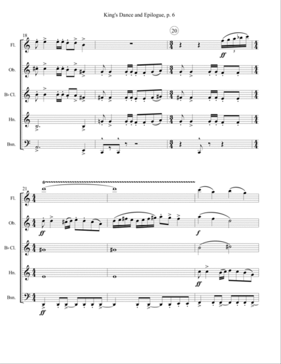King's Dance and Epilogue - Wind Quintet Woodwind Quintet scores gallery preview page 6