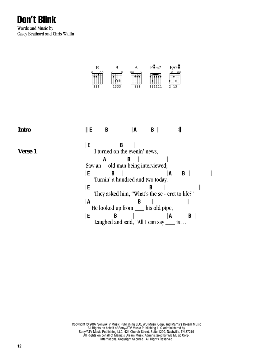 Don't Blink Acoustic Guitar scores gallery preview page 1