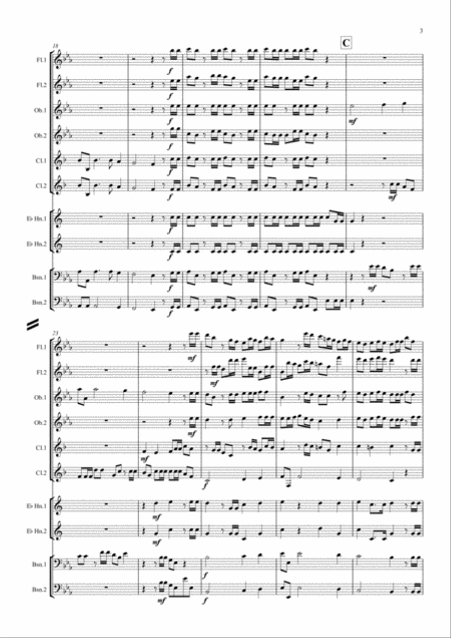 Handel: Messiah (Der Messias) Hallelujah Chorus (transposed into Eb)- wind dectet (10 players) Choir scores gallery preview page 3