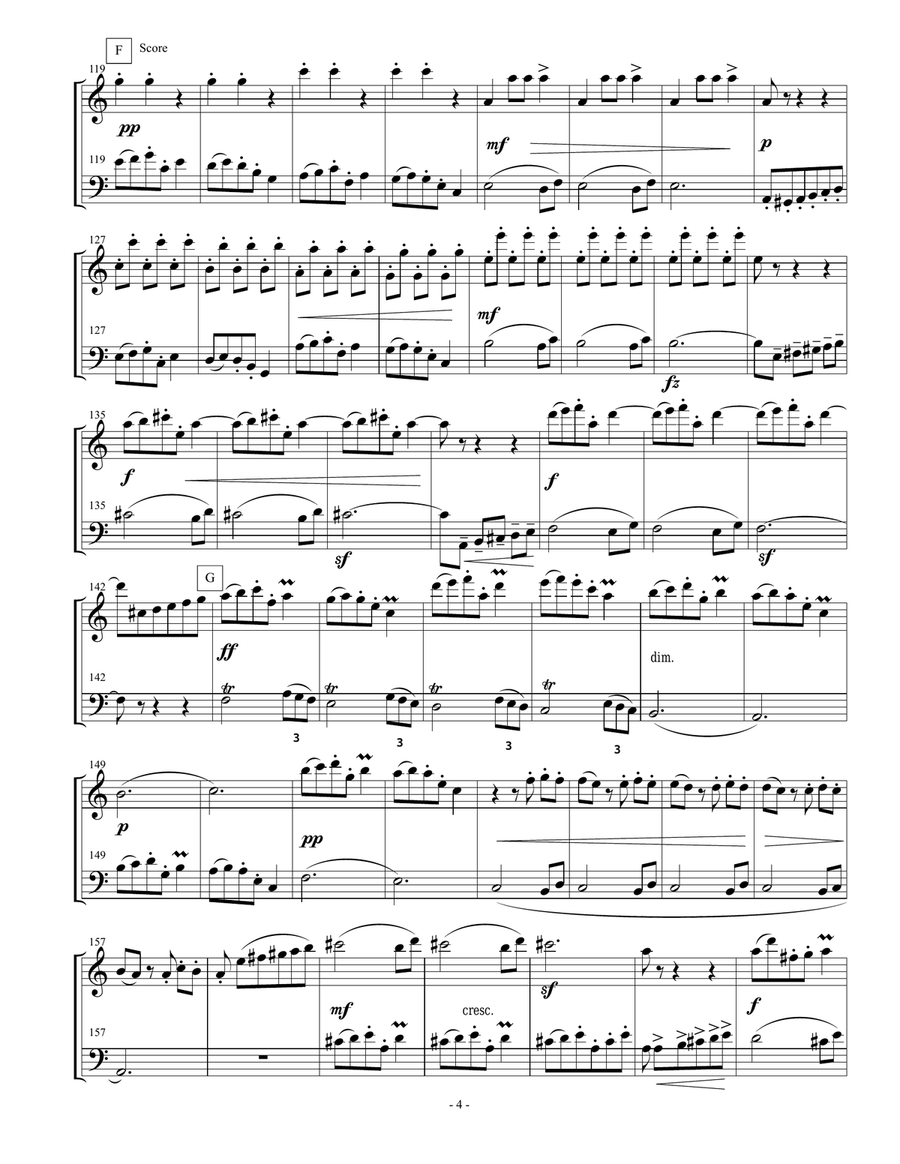 Dvorak Slavonic Dance #6 for flute and bassoon duet Woodwind Duet scores gallery preview page 4