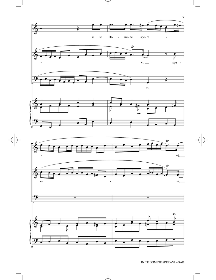 In Te Domine Speravi (ed. Ryan Kelly) 3-Part scores gallery preview page 5