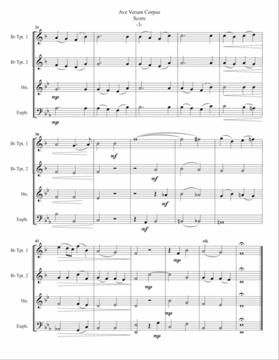 Ave Verum Corpus for Brass Quartet Brass Quartet scores gallery preview page 5