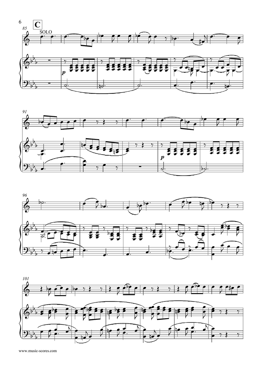 3rd Movement, Rondo, from Mozart's Horn Concerto no. 4 - French Horn and Piano Piano scores gallery preview page 6