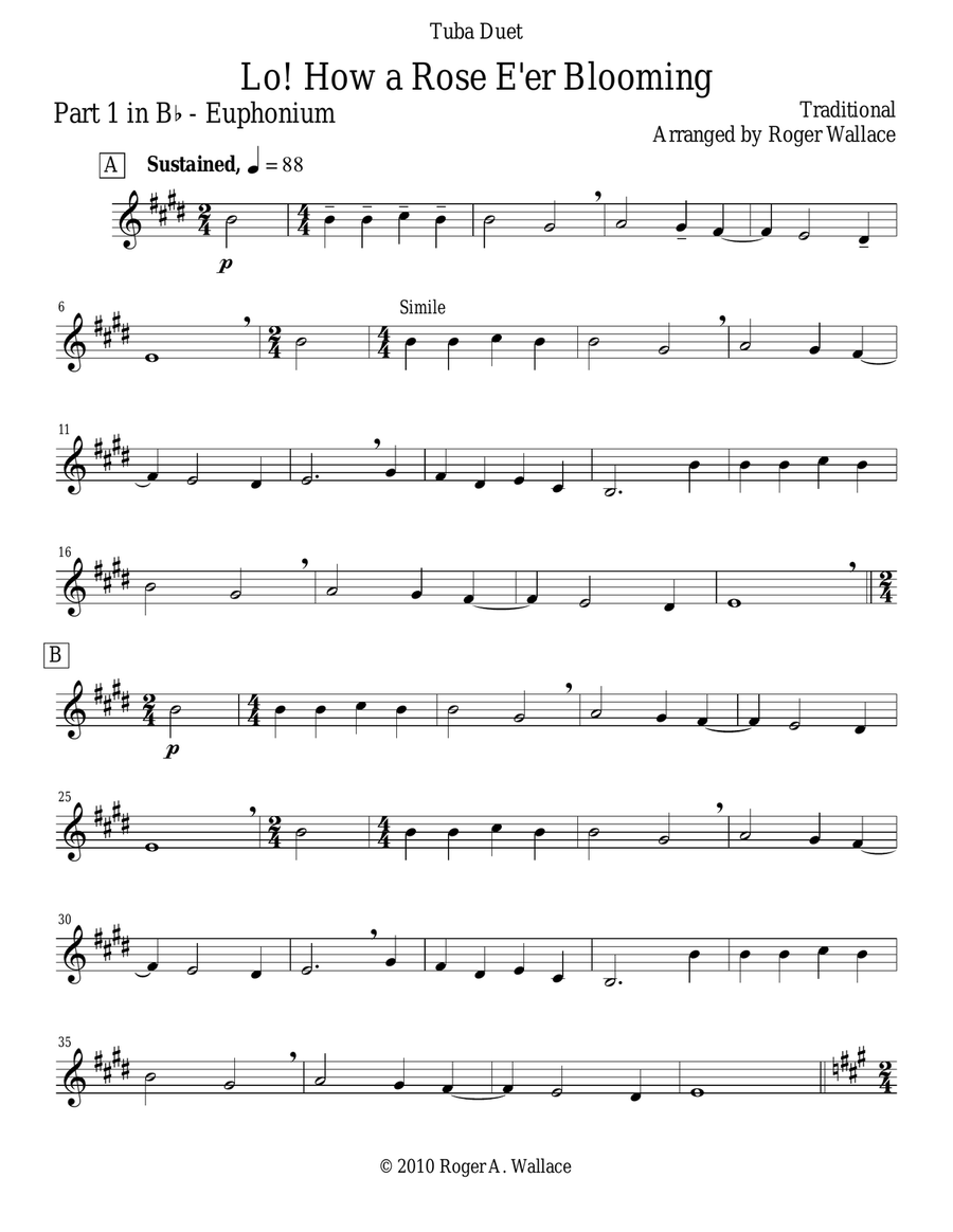 Lo! How a Rose E'er Blooming (Tuba Duet) Brass Duet scores gallery preview page 6