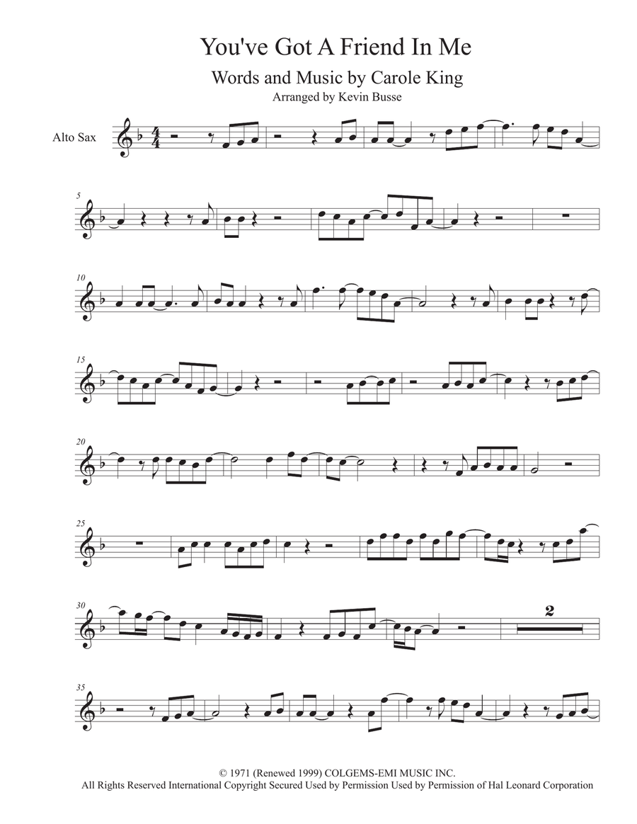 You've Got A Friend Alto Saxophone scores gallery preview page 1