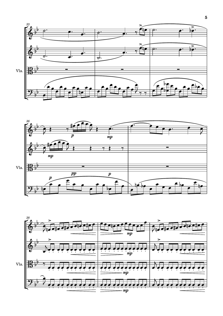 Nocturne No. 5 by John Field, arranged for string quartet by Scott Fields Davis String Quartet scores gallery preview page 5