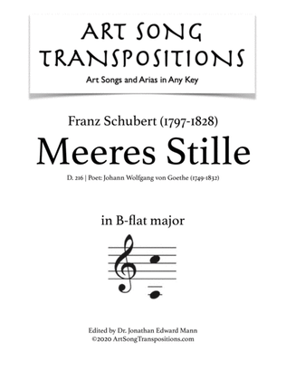 Book cover for SCHUBERT: Meeres Stille, D. 216 (transposed to B-flat major)