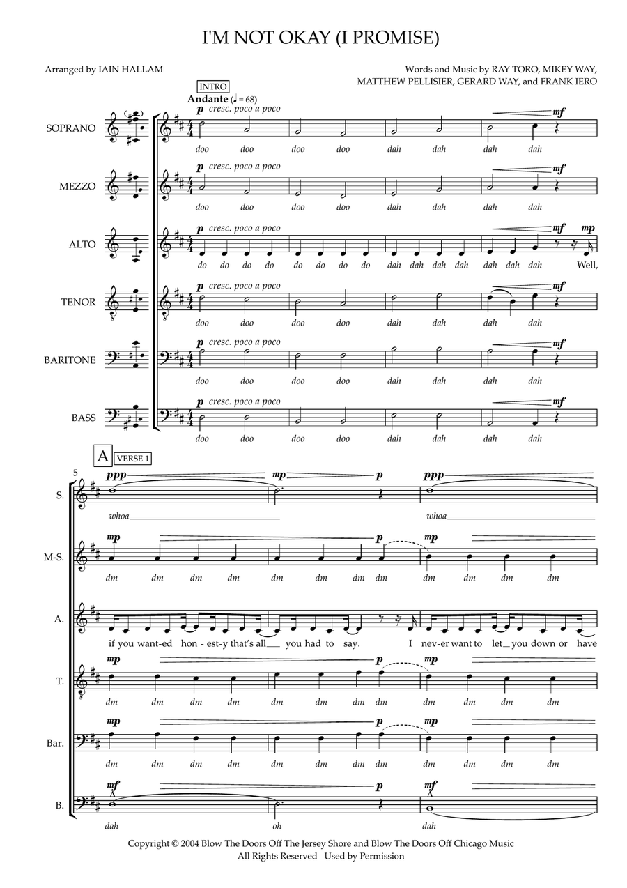 I'm Not Okay (I Promise) A Cappella scores gallery preview page 1