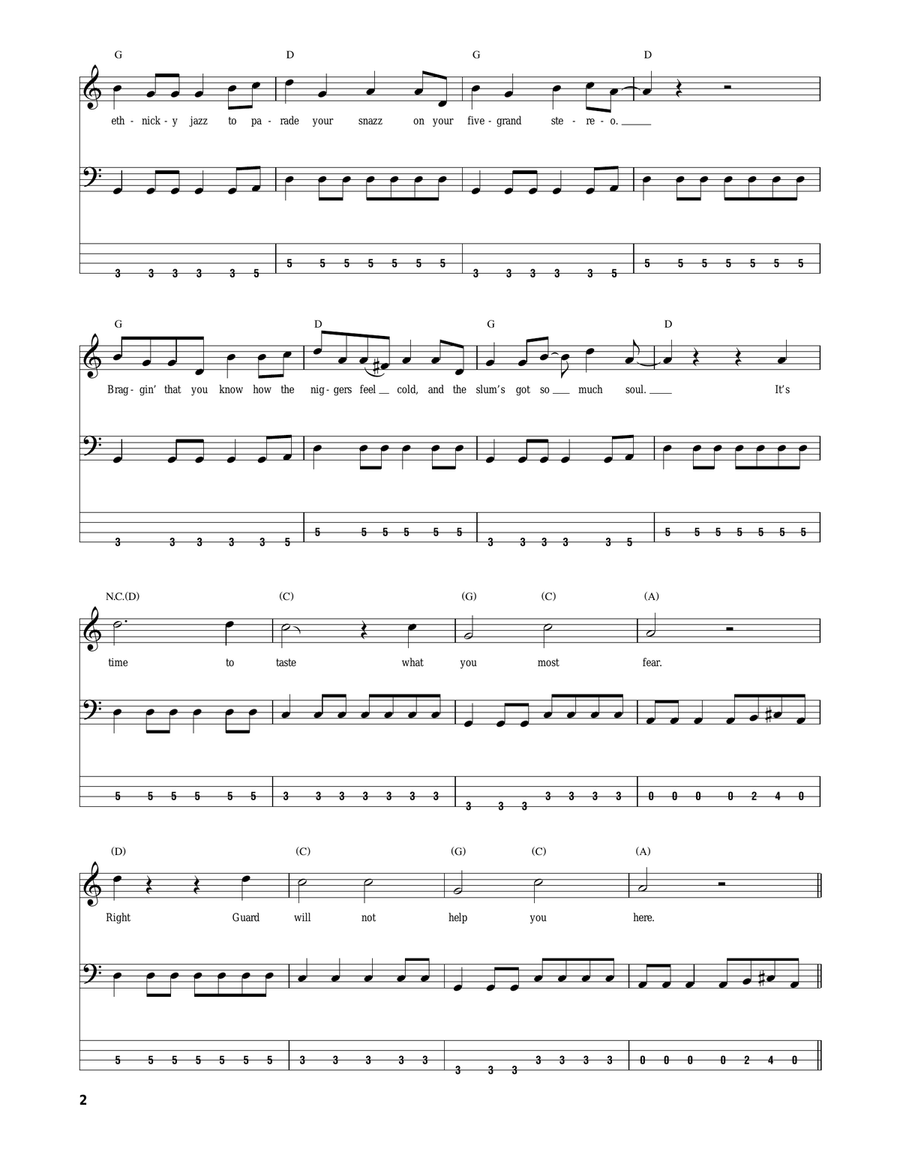 Holiday In Cambodia Bass Guitar Tablature scores gallery preview page 2