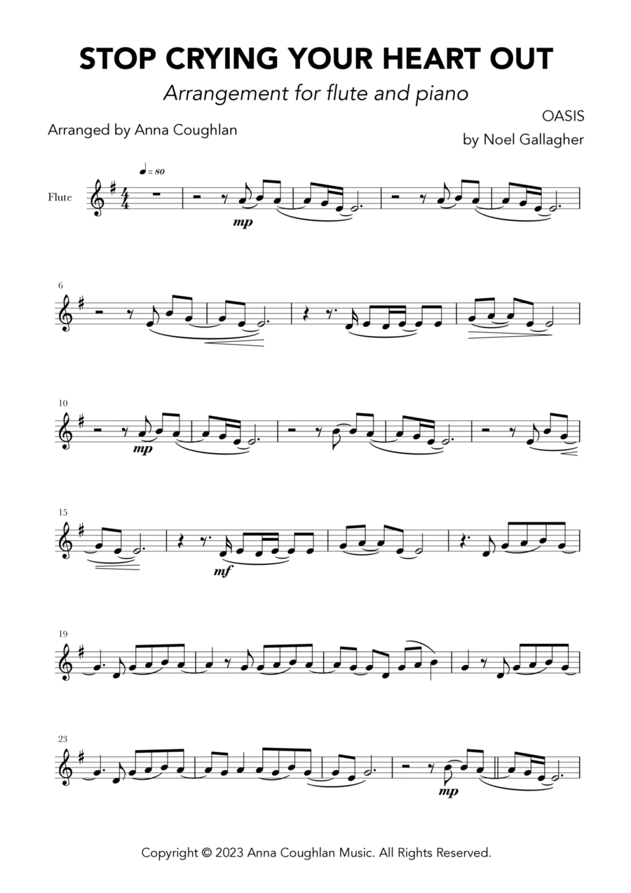 Stop Crying Your Heart Out Flute Solo scores gallery preview page 1