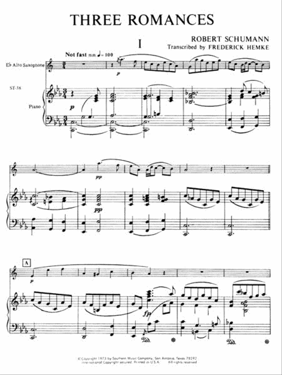 Three Romances Alto Saxophone scores gallery preview page 3