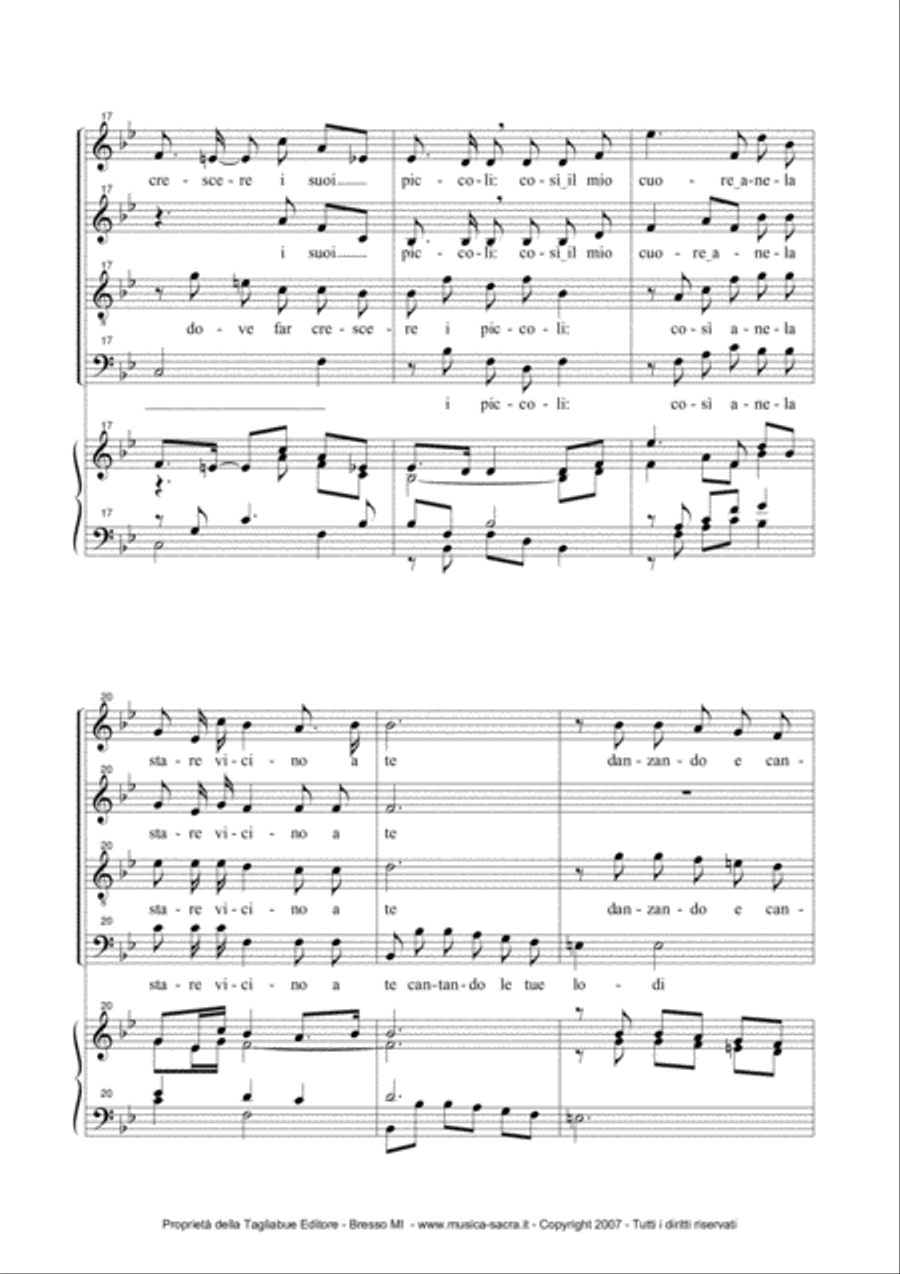 LARGO - Veracini - QUANTO AMABILI SONO LE TUE DIMORE - Arr. for SATB Choir and Organ 4-Part scores gallery preview page 4