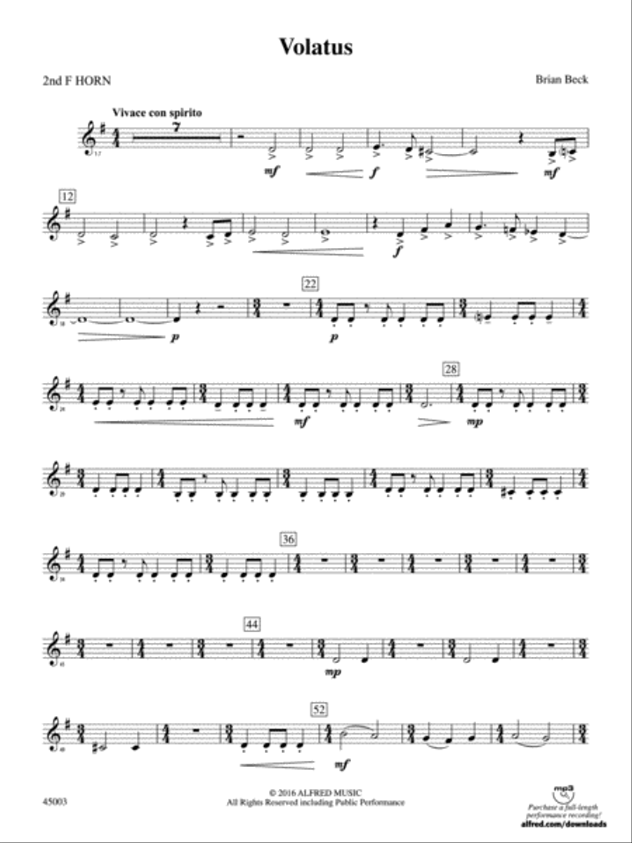 Volatus: 2nd F Horn Concert Band scores gallery preview page 1