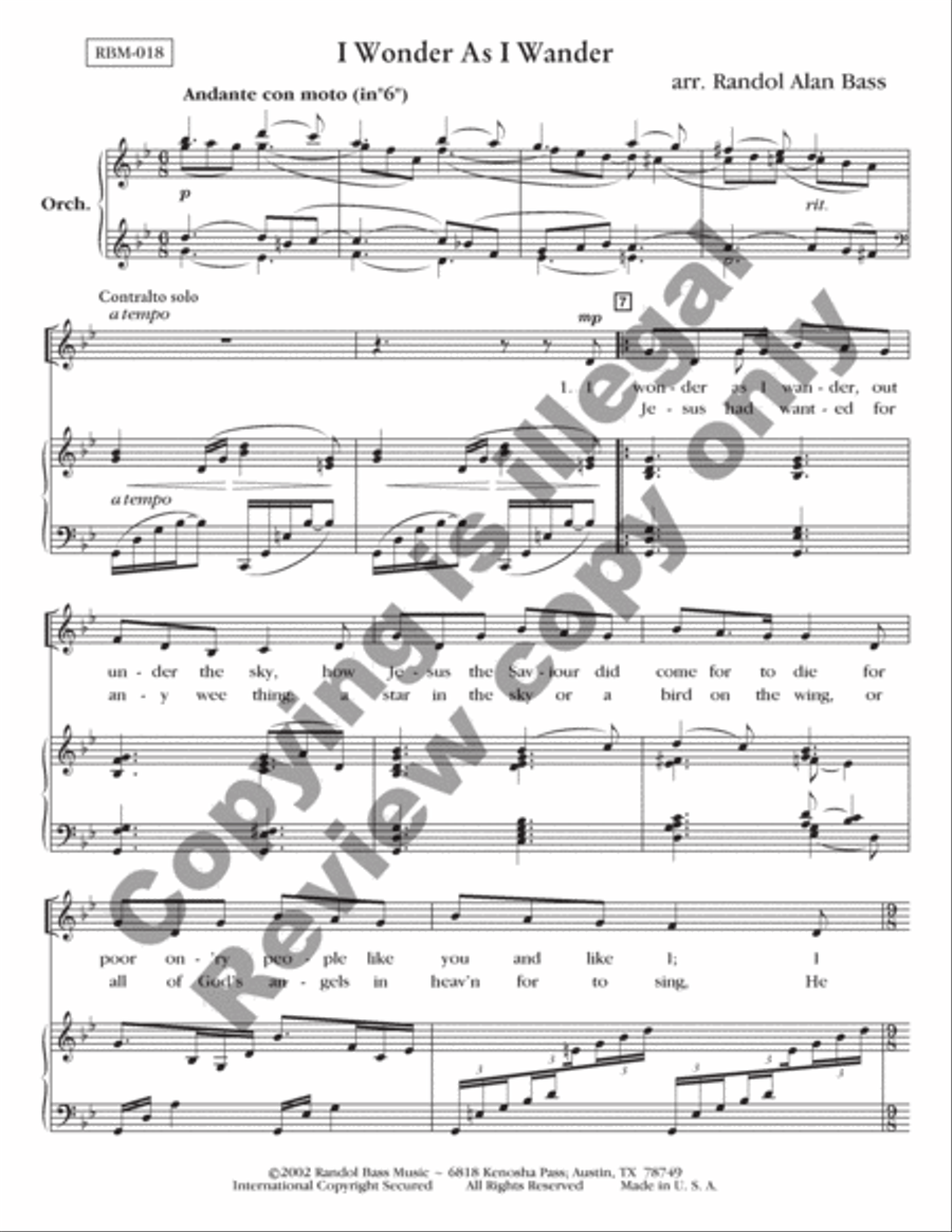 I Wonder as I Wander 4-Part scores gallery preview page 3