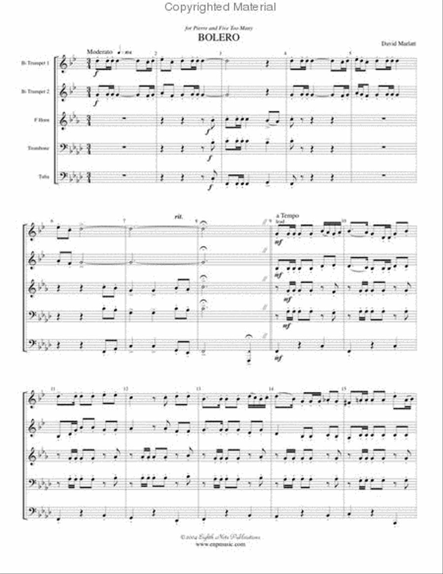 Bolero Bolero Brass Quintet scores gallery preview page 2