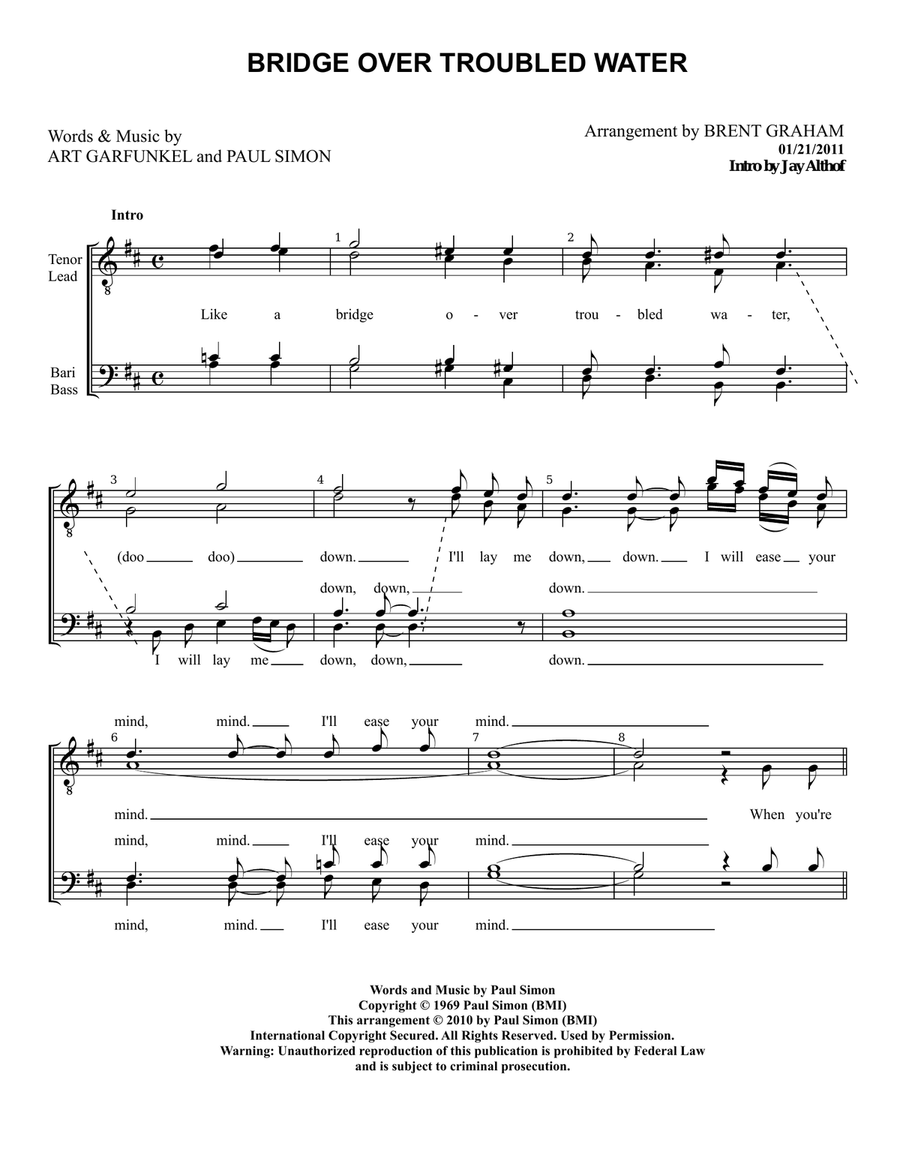 Bridge Over Troubled Water TTBB scores gallery preview page 1