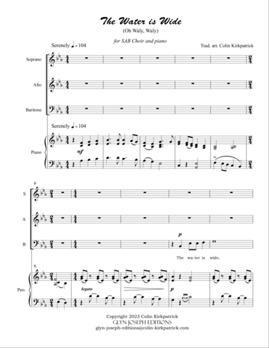 The Water is Wide (SAB choir and piano) 3-Part scores gallery preview page 3