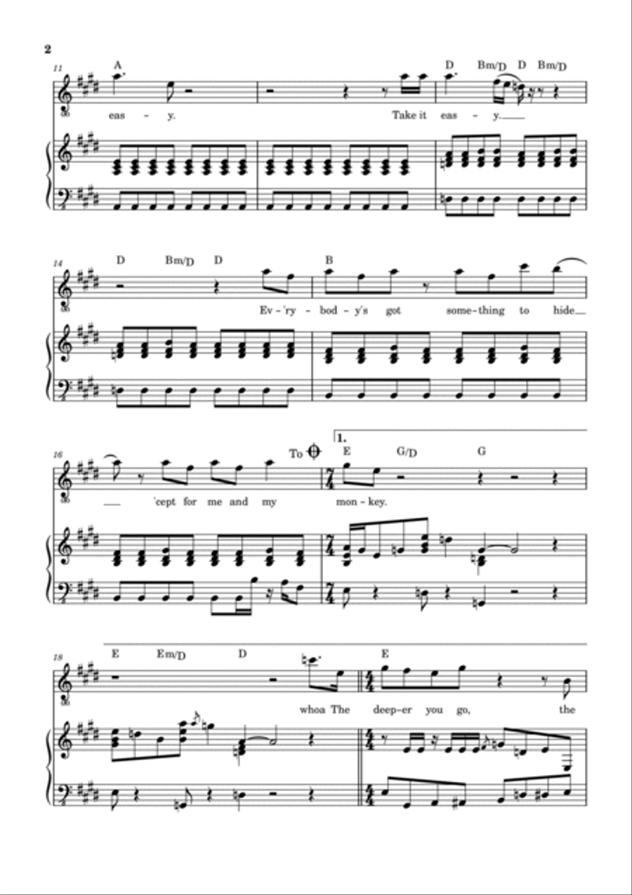 Everybody's Got Something To Hide Except Me And My Monkey Piano, Vocal, Guitar scores gallery preview page 3