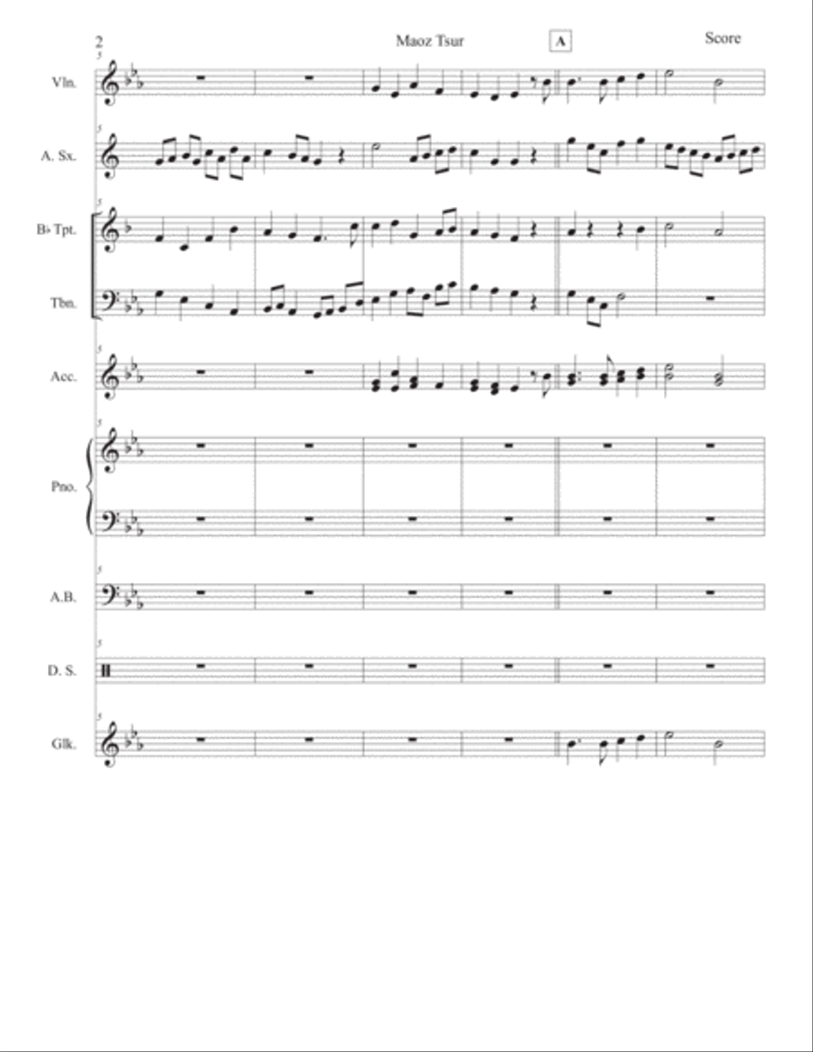 Maoz Tsur (Rock of Ages) Large Ensemble scores gallery preview page 2