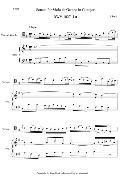 Sonata for Viola da Gamba in G major BWV 1027 1st image number null