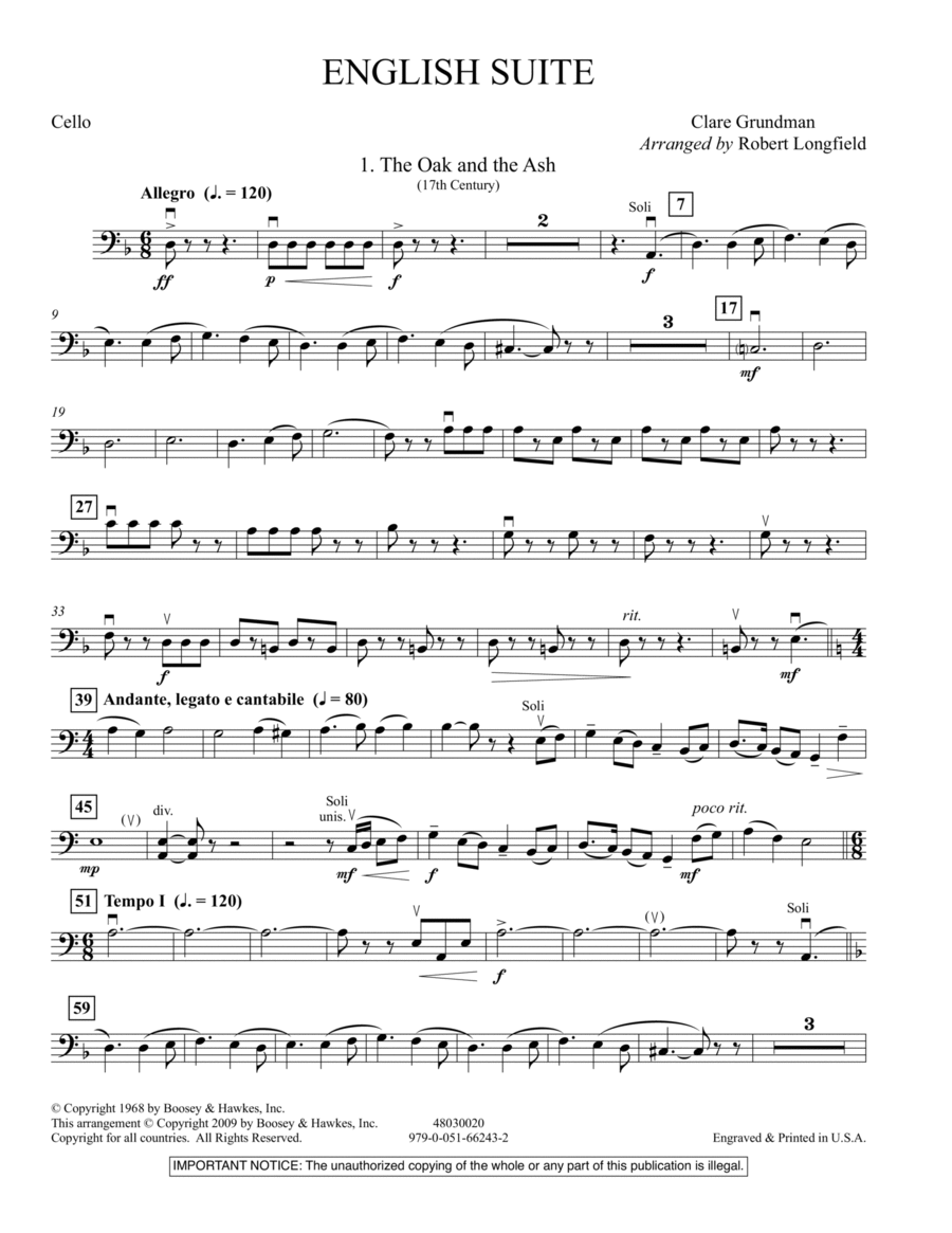 English Suite - Cello English Suite - Cello Orchestra scores gallery preview page 1