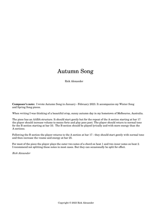 Book cover for Autumn Song (for solo guitar)
