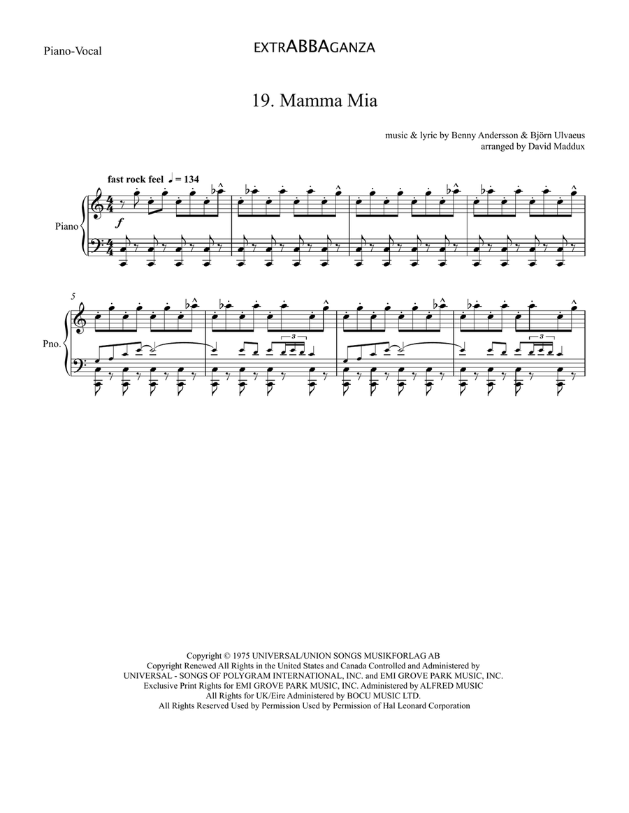 Mamma Mia TTBB scores gallery preview page 1
